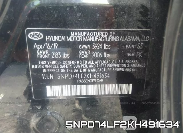 5NPD74LF2KH491634 фото 10