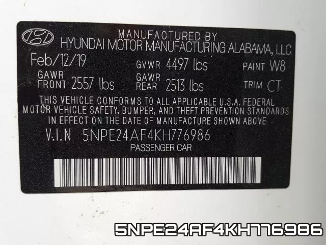 5NPE24AF4KH776986 фото 2