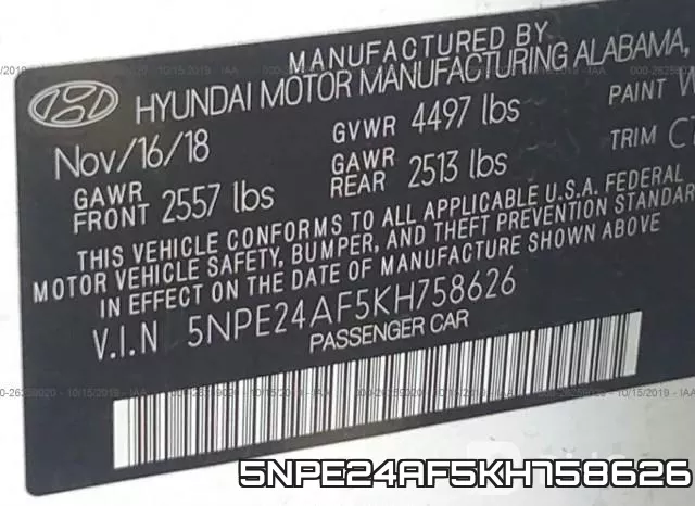 5NPE24AF5KH758626 фото 10