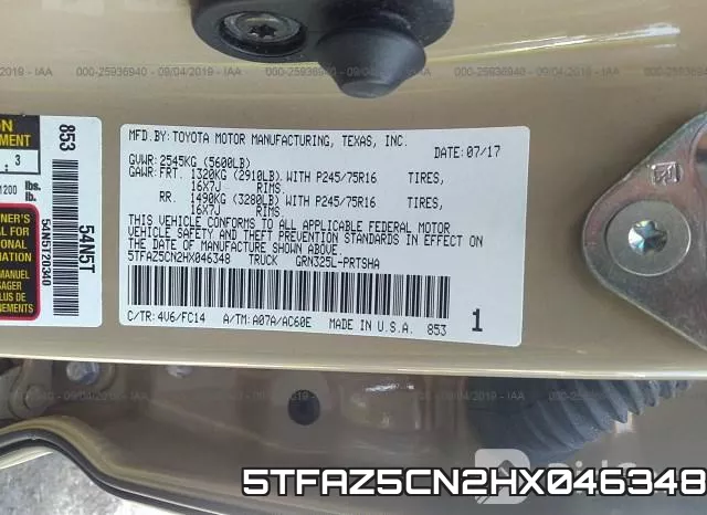 5TFAZ5CN2HX046348 фото 10