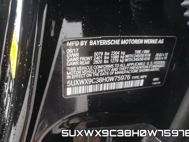 5UXWX9C38H0W75976 фото 2
