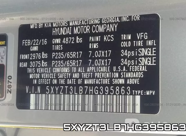 5XYZT3LB7HG395863 фото 10