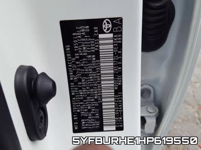 5YFBURHE1HP619550 фото 2