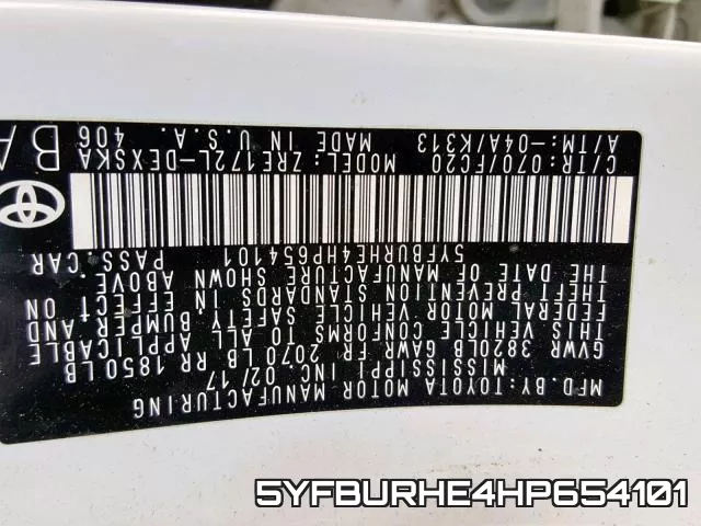 5YFBURHE4HP654101 фото 2