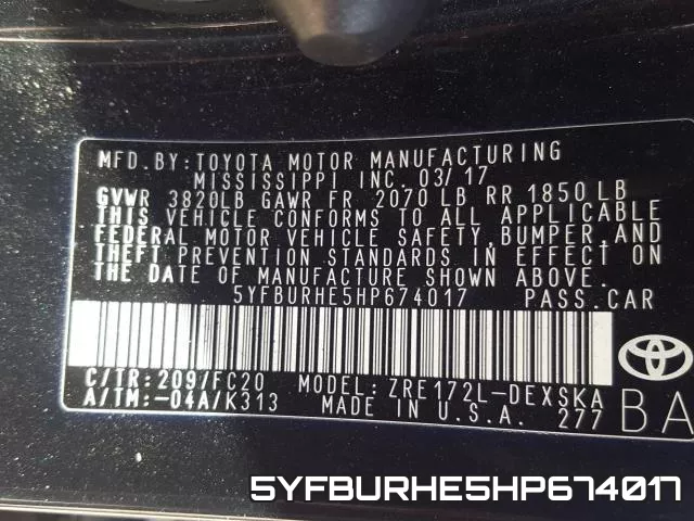 5YFBURHE5HP674017 фото 2