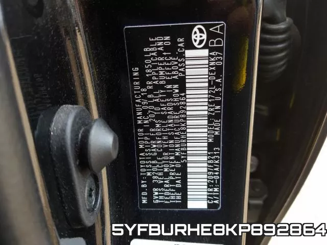 5YFBURHE8KP892864 фото 2