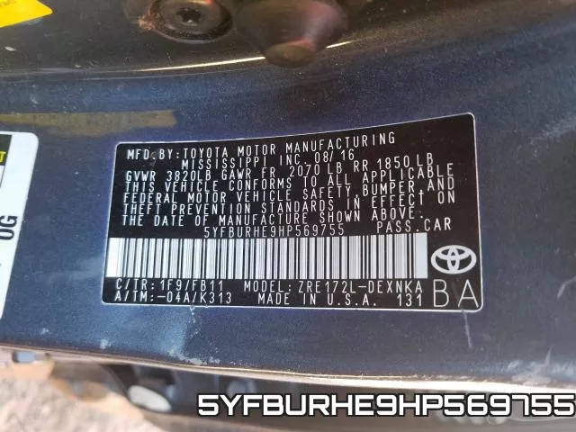 5YFBURHE9HP569755 фото 2