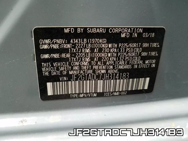 JF2GTADC7JH314183 фото 2