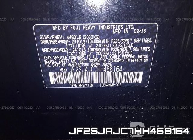 JF2SJAJC7HH468164 фото 10
