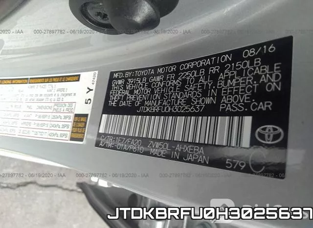 JTDKBRFU0H3025637 фото 10