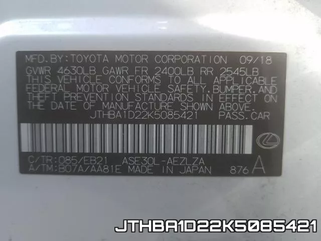 JTHBA1D22K5085421 фото 2