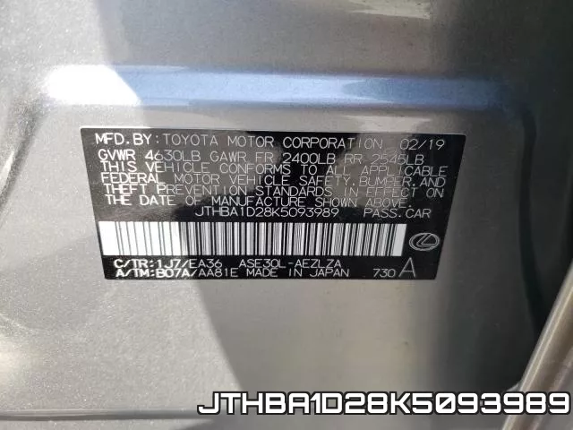 JTHBA1D28K5093989 фото 2