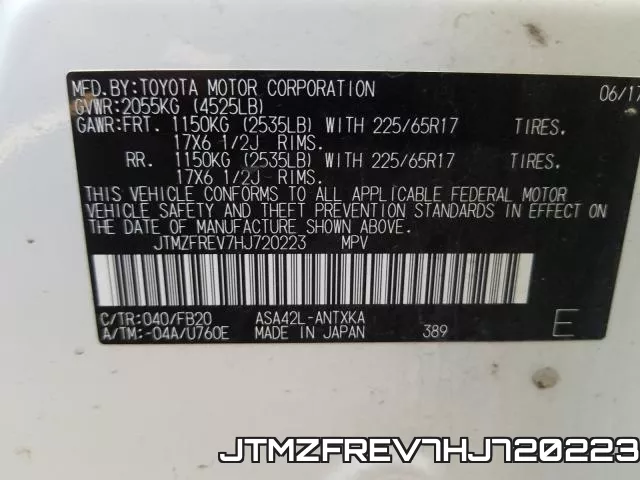 JTMZFREV7HJ720223 фото 2