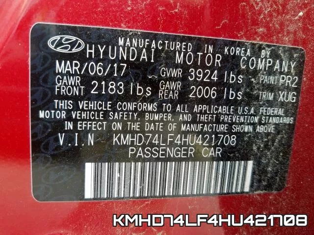 KMHD74LF4HU421708 фото 2
