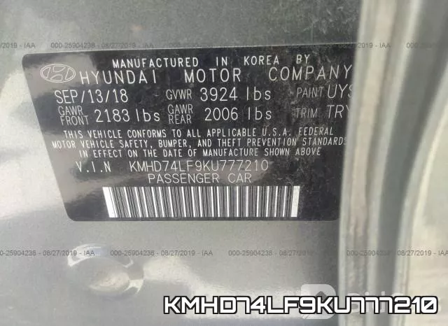 KMHD74LF9KU777210 фото 10