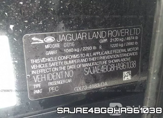 SAJAE4BG8HA961038 фото 10