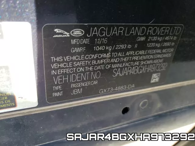 SAJAR4BGXHA973292 фото 2