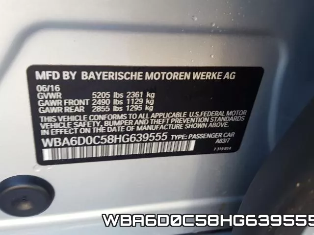 WBA6D0C58HG639555 фото 2