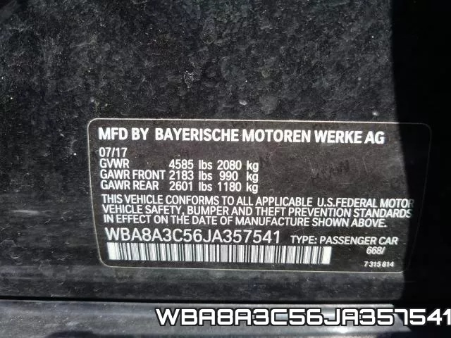 WBA8A3C56JA357541 фото 2