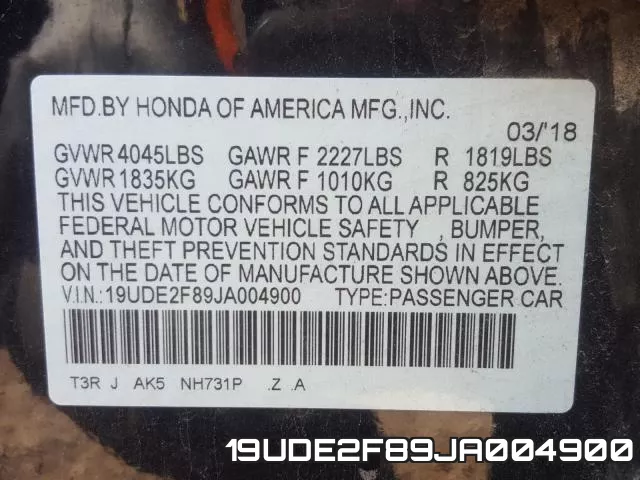 19UDE2F89JA004900 фото 2