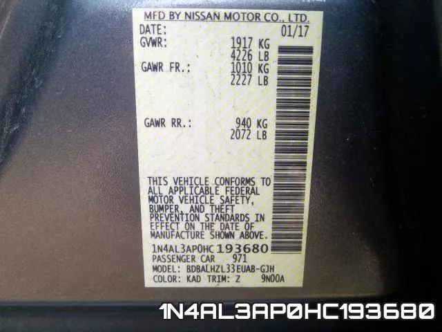 1N4AL3AP0HC193680 фото 2