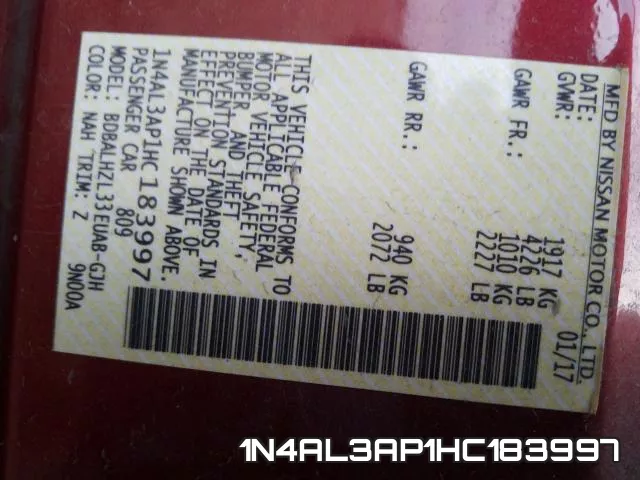 1N4AL3AP1HC183997 фото 2