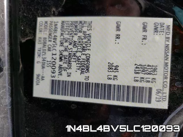 1N4BL4BV5LC120093 фото 2