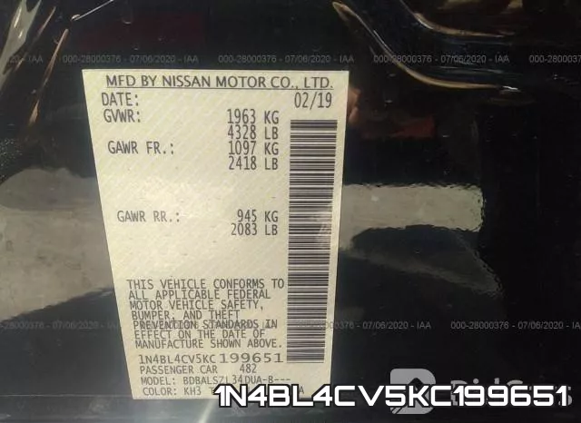 1N4BL4CV5KC199651 фото 10