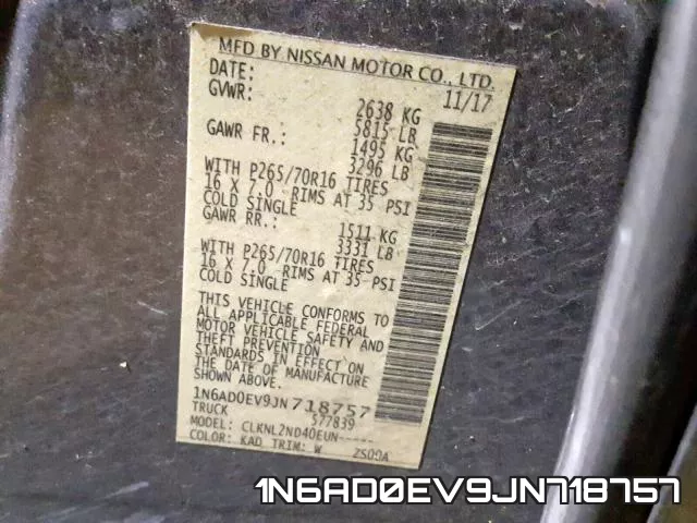 1N6AD0EV9JN718757 фото 2