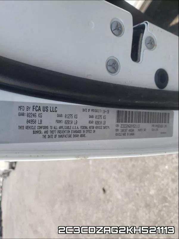 2C3CDZAG2KH521113 фото 2