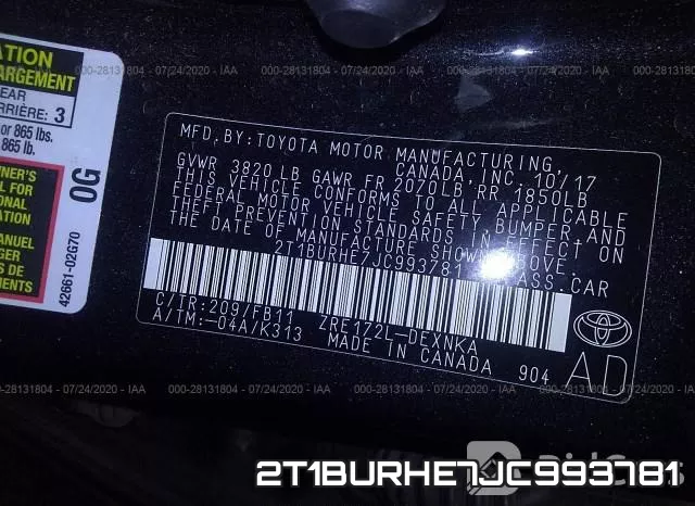 2T1BURHE7JC993781 фото 10