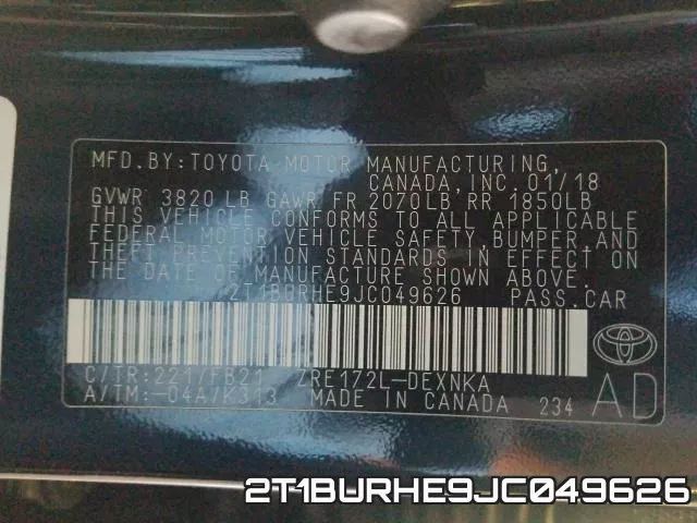 2T1BURHE9JC049626 фото 2