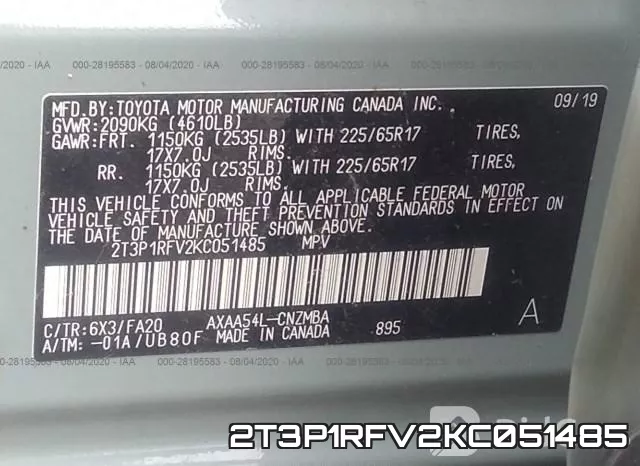 2T3P1RFV2KC051485 фото 10