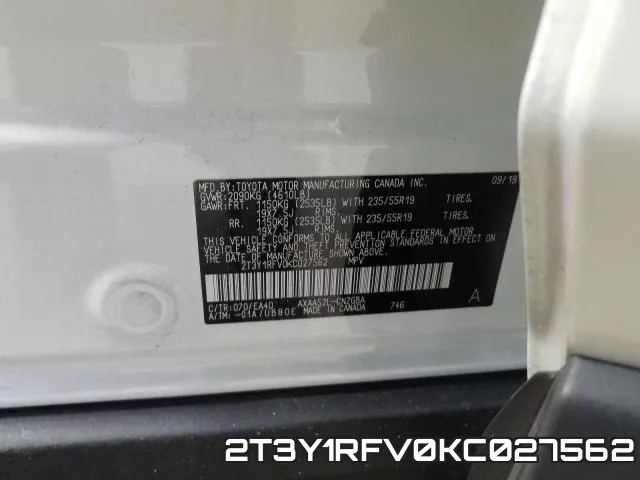 2T3Y1RFV0KC027562 фото 2