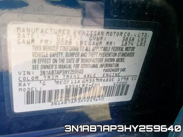3N1AB7AP3HY259640 фото 2