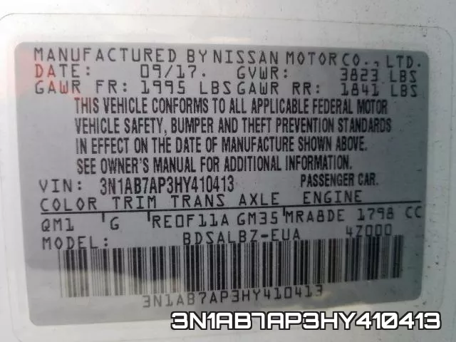 3N1AB7AP3HY410413 фото 2