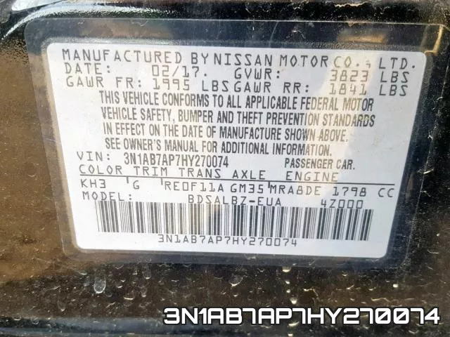3N1AB7AP7HY270074 фото 2