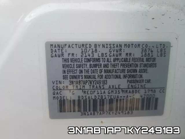 3N1AB7AP7KY249183 фото 2