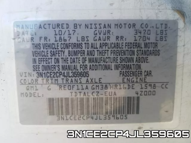 3N1CE2CP4JL359605 фото 2