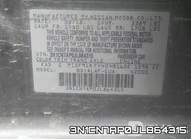 3N1CN7AP0JL864315 фото 10
