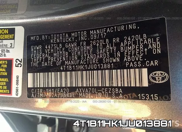 4T1B11HK1JU013881 фото 10
