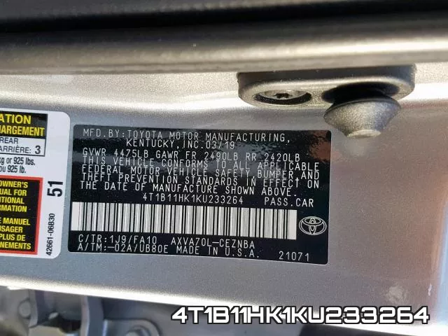 4T1B11HK1KU233264 фото 2