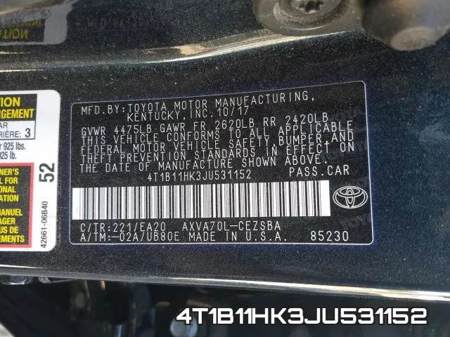 4T1B11HK3JU531152 фото 2