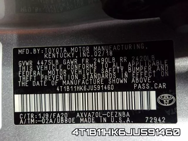 4T1B11HK6JU591460 фото 2