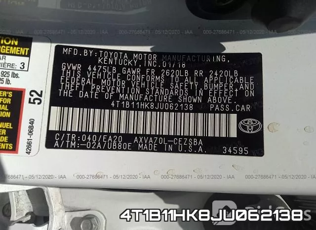 4T1B11HK8JU062138 фото 10