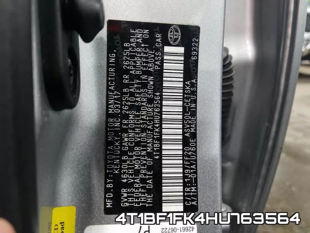 4T1BF1FK4HU763564 фото 2