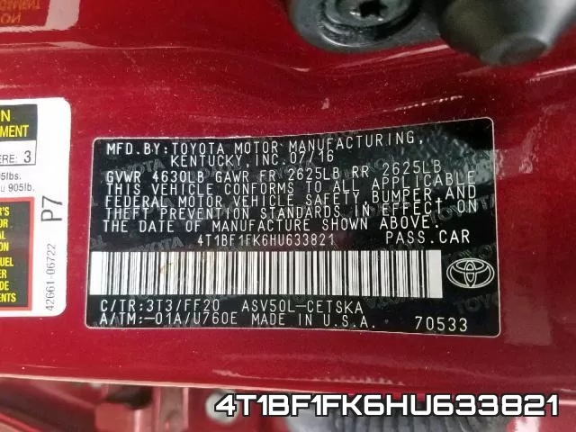 4T1BF1FK6HU633821 фото 2
