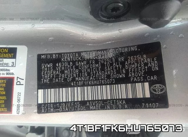 4T1BF1FK6HU765073 фото 10