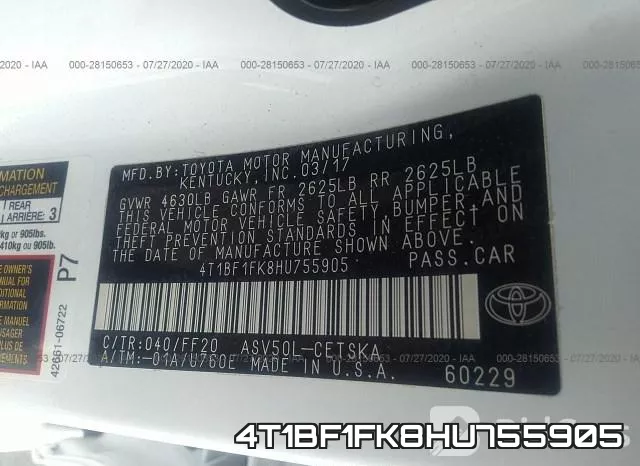 4T1BF1FK8HU755905 фото 10