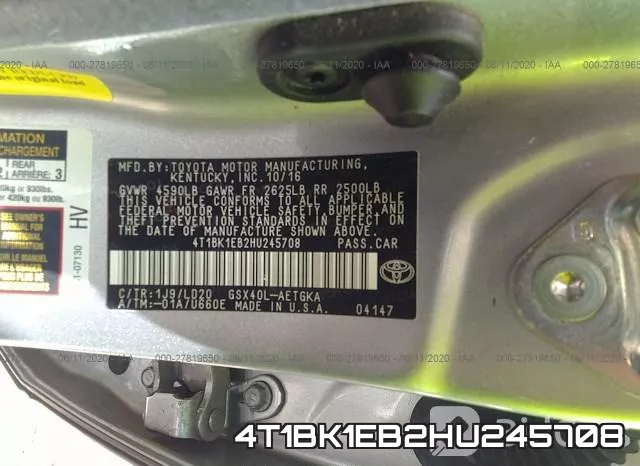 4T1BK1EB2HU245708 фото 10